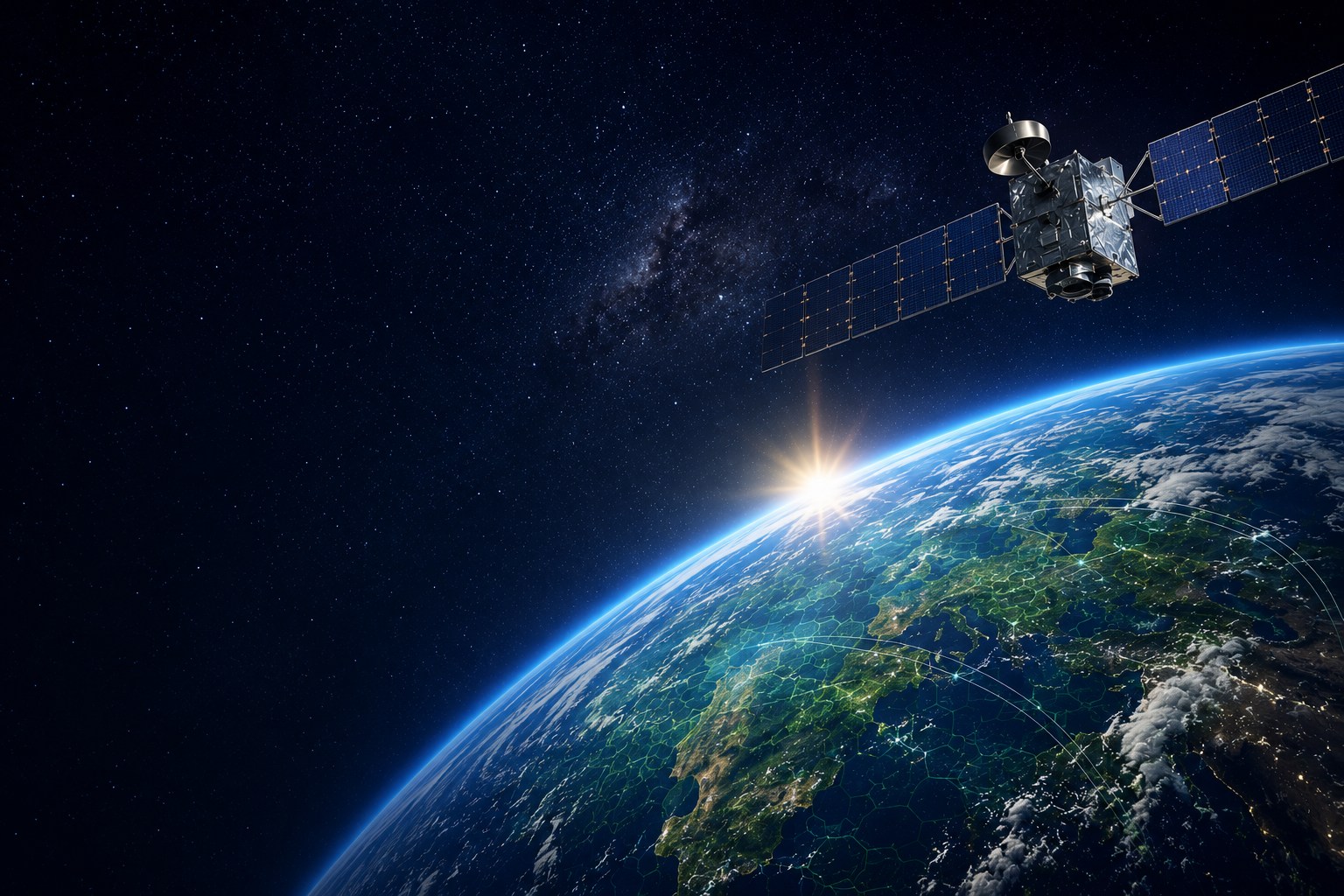 A satellite in orbit above Earth
